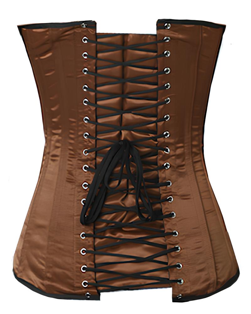 OverLong Bust Corset Long Torso Corsets Corsete Corseting Brown Satin