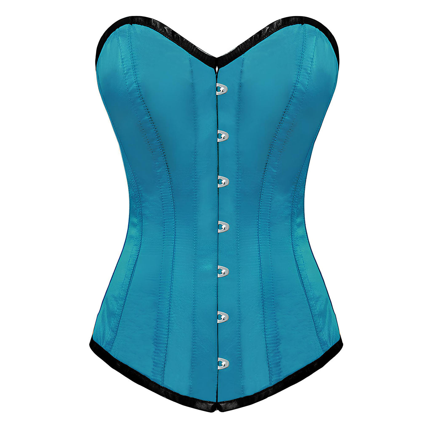 OverLong Bust Corset Long Torso Corsets Corsete Corseting Turquoise Satin