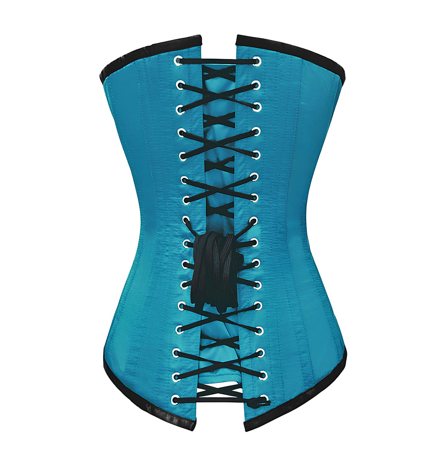 OverLong Bust Corset Long Torso Corsets Corsete Corseting Turquoise Satin
