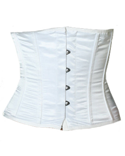 Waistbust Corset Hourglass Curve Waspie Corsete Corseting White Satin CE-1153
