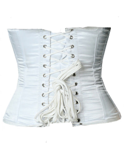 Waistbust Corset Hourglass Curve Waspie Corsete Corseting White Satin CE-1153