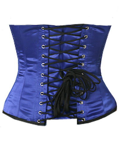 Waistbust Corset Hourglass Curve Waspie Corsete Corseting Blue Satin CE-1158