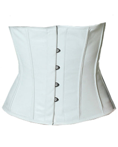 Waistbust Corset Hourglass Curve Waspie Corsete Corseting White Leather CE-1163