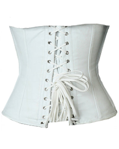 Waistbust Corset Hourglass Curve Waspie Corsete Corseting White Leather CE-1163
