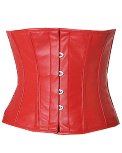 Waistbust Corset Hourglass Curve Waspie Corsete Corseting Red Leather CE-1164