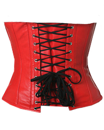 Waistbust Corset Hourglass Curve Waspie Corsete Corseting Red Leather CE-1164