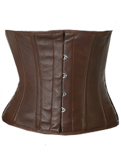 Waistbust Corset Hourglass Curve Waspie Corsete Corseting Brown Leather CE-1165