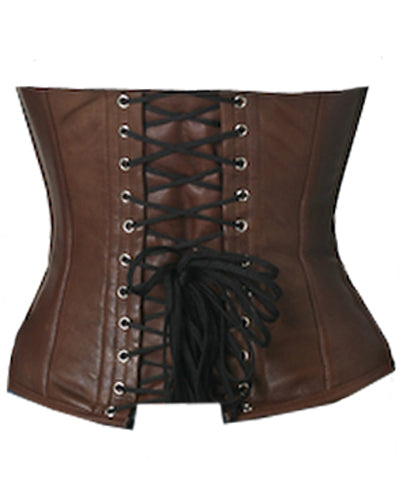 Waistbust Corset Hourglass Curve Waspie Corsete Corseting Brown Leather CE-1165