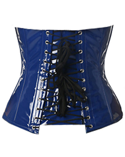Waistbust Corset Hourglass Curve Waspie Corsete Corseting Blue PVC CE-1166