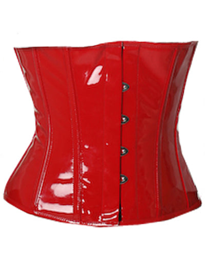 Waistbust Corset Hourglass Curve Waspie Corsete Corseting Red PVC CE-1170