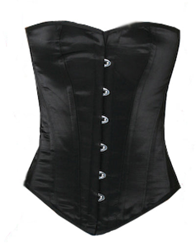 Overbust Corset Hourglass Curve Corsets Corsete Corseting Black Satin CE-1172