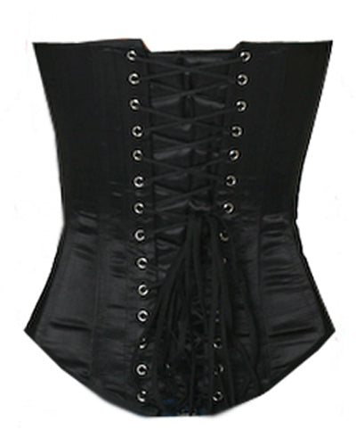 Overbust Corset Hourglass Curve Corsets Corsete Corseting Black Satin CE-1172