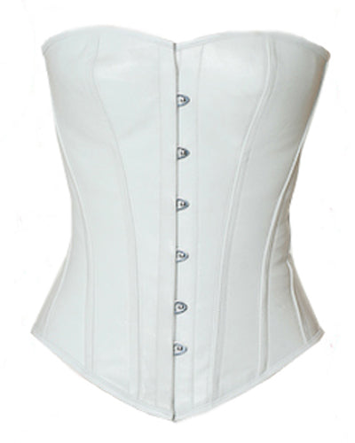Overbust Corset Hourglass Curve Corsets Corsete Corseting White Leather CE-1308