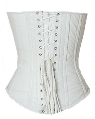 Overbust Corset Hourglass Curve Corsets Corsete Corseting White Leather CE-1308