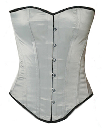 Overbust Corset Hourglass Curve Corsets Corsete Corseting Grey Satin CE-1316