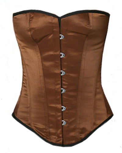 Overbust Corset Hourglass Curve Corsets Corsete Corseting Brown Satin CE-1317