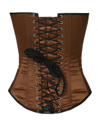Overbust Corset Hourglass Curve Corsets Corsete Corseting Brown Satin CE-1317