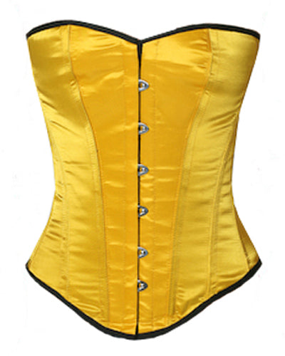 Overbust Corset Hourglass Curve Corsets Corsete Corseting Yellow Satin CE-1318