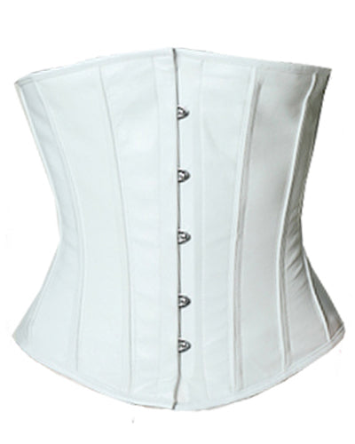 Underbust Corsets Hourglass Curve Waspie Corsete Corseting White Leather CE-1502
