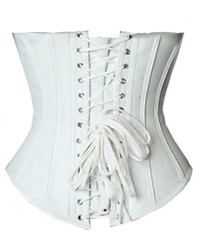 Underbust Corsets Hourglass Curve Waspie Corsete Corseting White Leather CE-1502