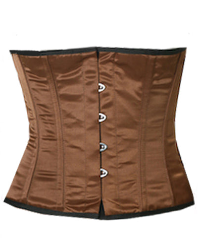 Waistbust Corset Hourglass Curve Waspie Corsete Corseting Brown Satin CE-1605