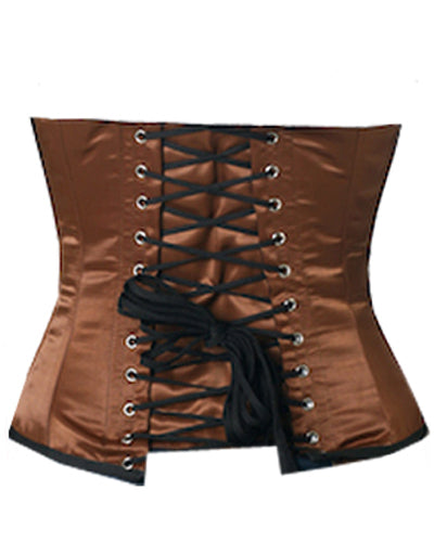 Waistbust Corset Hourglass Curve Waspie Corsete Corseting Brown Satin CE-1605