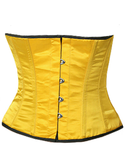 Waistbust Corset Hourglass Curve Waspie Corsete Corseting Yellow Satin CE-1606
