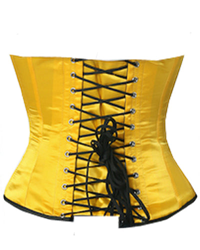 Waistbust Corset Hourglass Curve Waspie Corsete Corseting Yellow Satin CE-1606