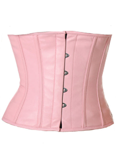 Waistbust Corset Hourglass Curve Waspie Corsete Corseting Pink Leather CE-1607