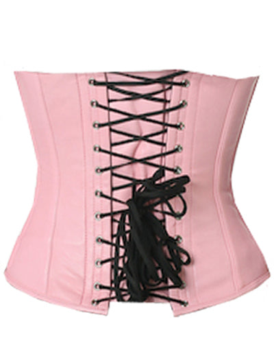 Waistbust Corset Hourglass Curve Waspie Corsete Corseting Pink Leather CE-1607