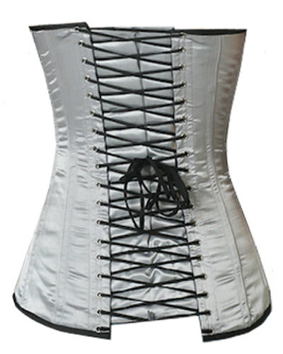 OverLong Bust Corset Long Torso Corsets Corsete Corseting Grey Satin CE-1903