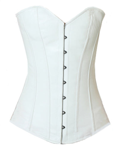 OverLong Bust Corset Long Torso Corsets Corsete Corseting White Leather CE-1915