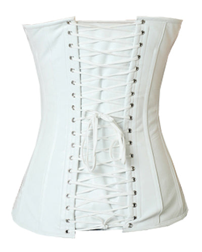 OverLong Bust Corset Long Torso Corsets Corsete Corseting White Leather CE-1915