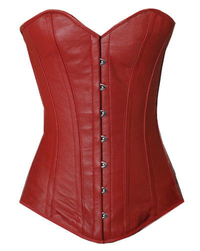 OverLong Bust Corset Long Torso Corsets Corsete Corseting Red Leather CE-1917