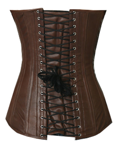 OverLong Bust Corset Long Torso Corsets Corsete Corseting Brown Leather CE-1918