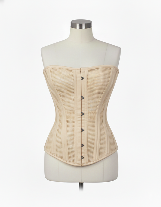 Overbust Corset Hourglass Curve Corsets Corsete Corseting Beige Mesh CE-0310251