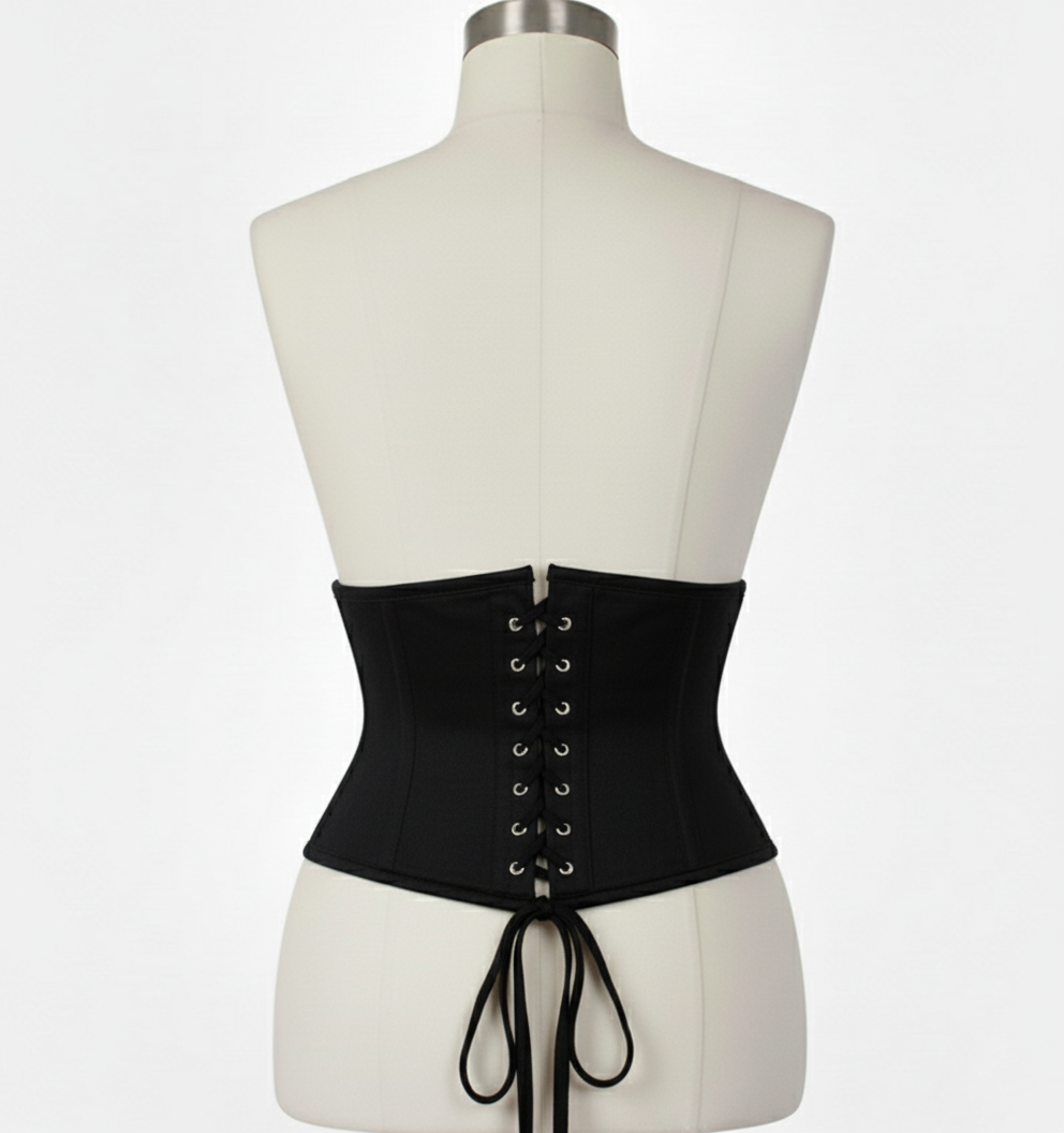 Waist Cincher Corset Hourglass Curve Waspie Corsete Corseting Black Cotton CE-03102511
