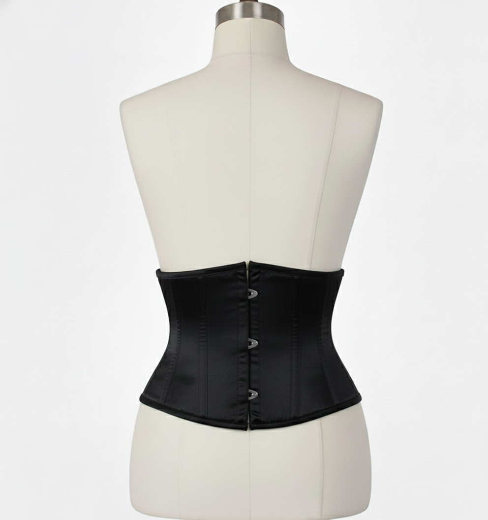 Waist Cincher Corset Hourglass Curve Waspie Corsete Corseting Black Satin CE-1612