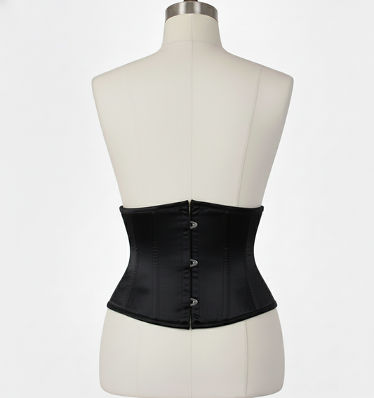 Waist Cincher Corset Hourglass Curve Waspie Corsete Corseting Black Satin CE-1612