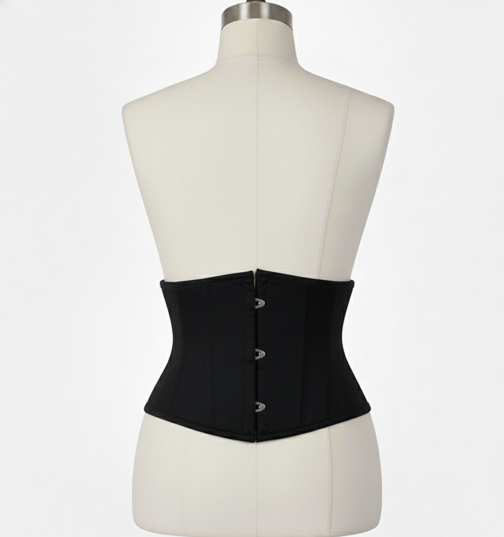 Waist Cincher Corset Hourglass Curve Waspie Corsete Corseting Black Cotton CE-03102511
