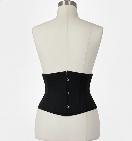 Waist Cincher Corset Hourglass Curve Waspie Corsete Corseting Black Cotton CE-03102511