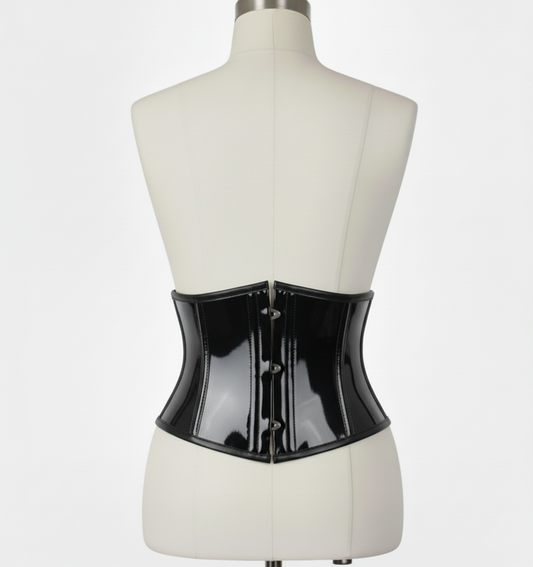Waist Cincher Corset Hourglass Curve Waspie Corsete Corseting Black PVC CE-03102511