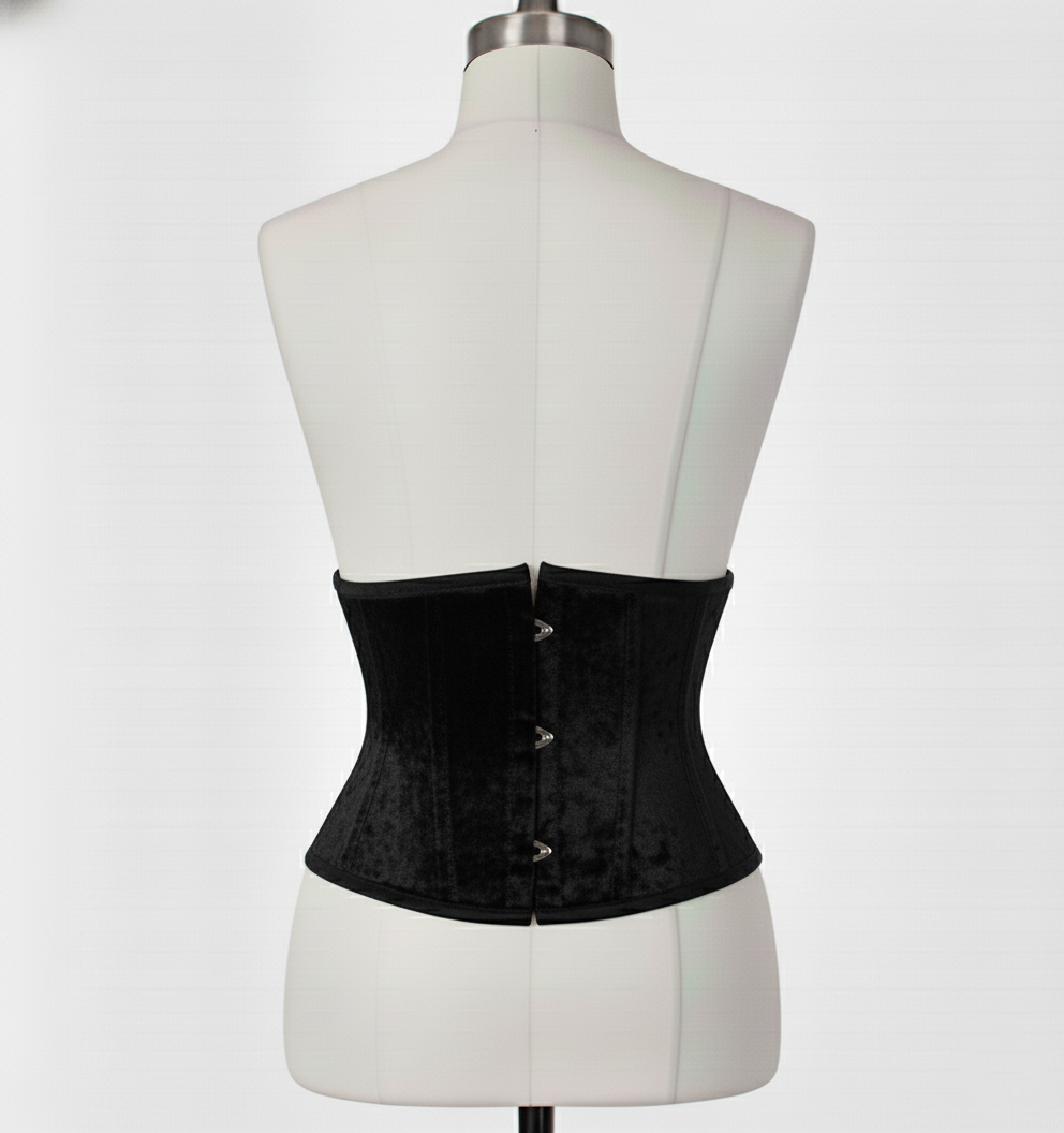 Waist Cincher Corsets Hourglass Curve Waspie Corsete Corseting Black Velvet CE-03102511