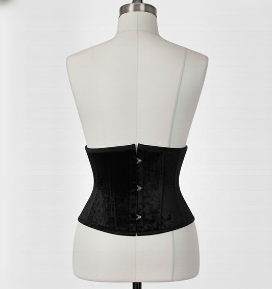 Waist Cincher Corsets Hourglass Curve Waspie Corsete Corseting Black Velvet CE-03102511