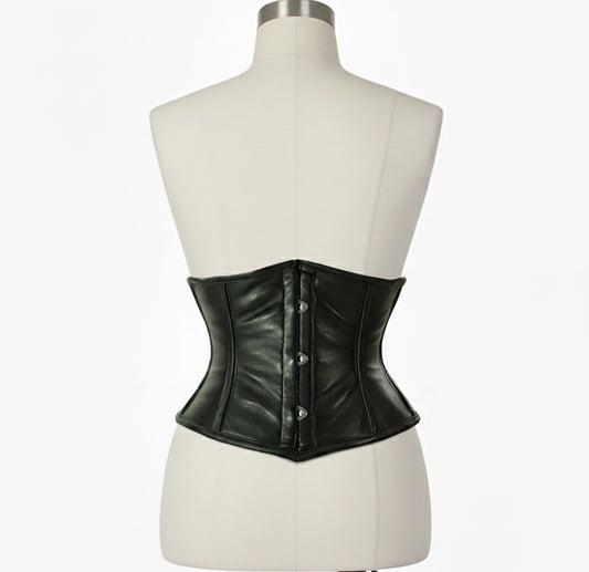 Waist Cincher Corset Hourglass Curve Waspie Corsete Corseting Black Leather CE-03102511