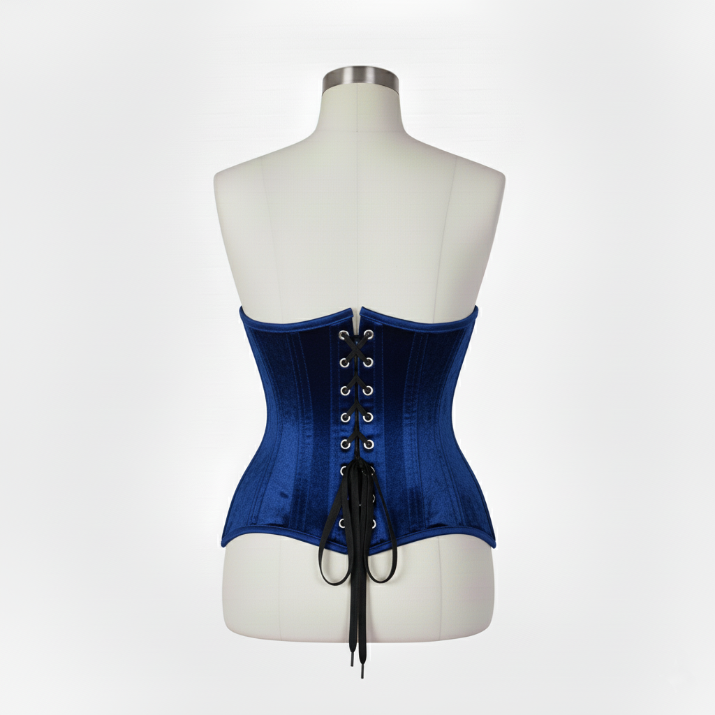 Underbust Corsets Hourglass Curve Waspie Corsete Corseting Blue Velvet CE-0210251
