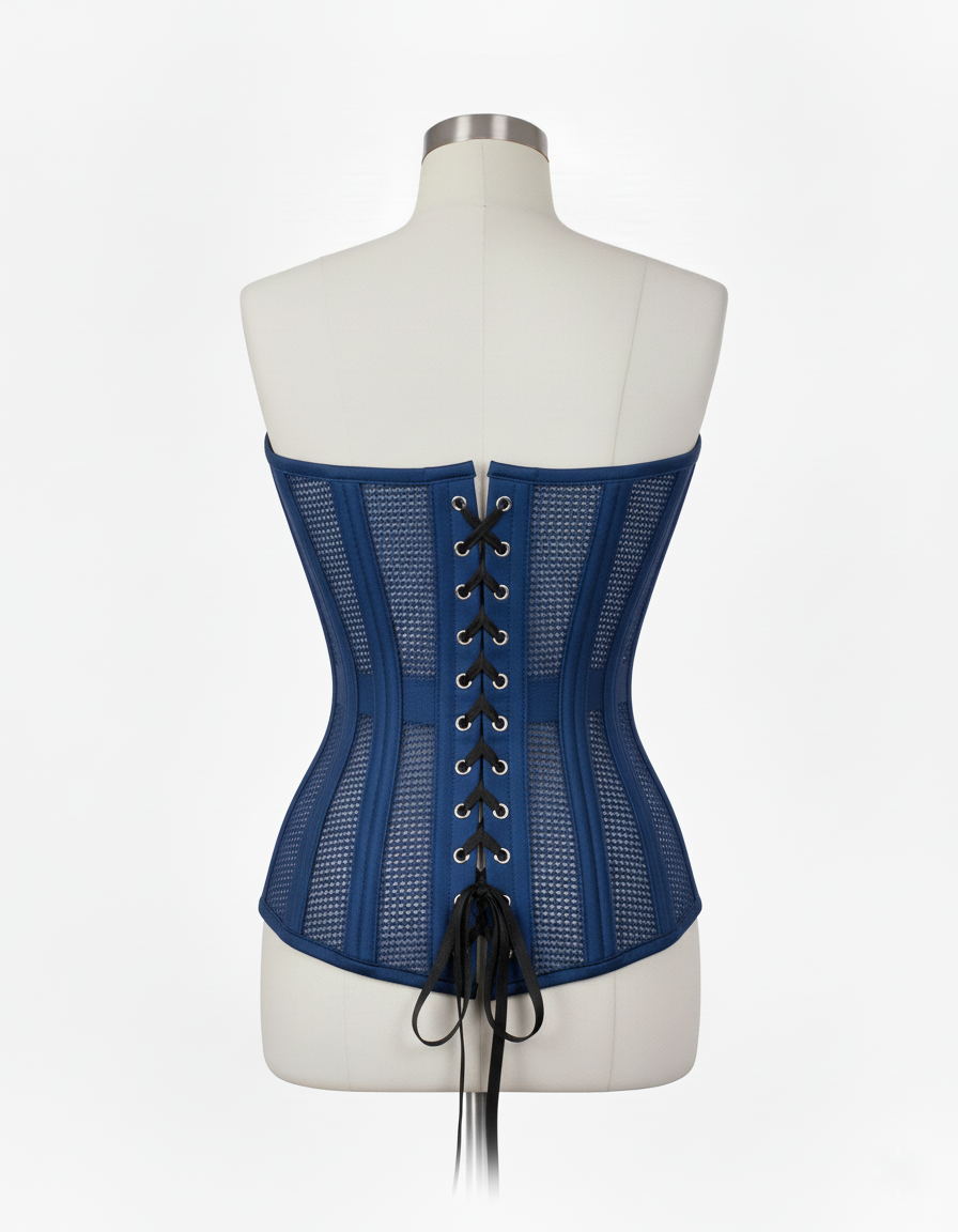 Overbust Corset Hourglass Curve Corsets Corsete Corseting Blue PVC Mesh CE-0310251