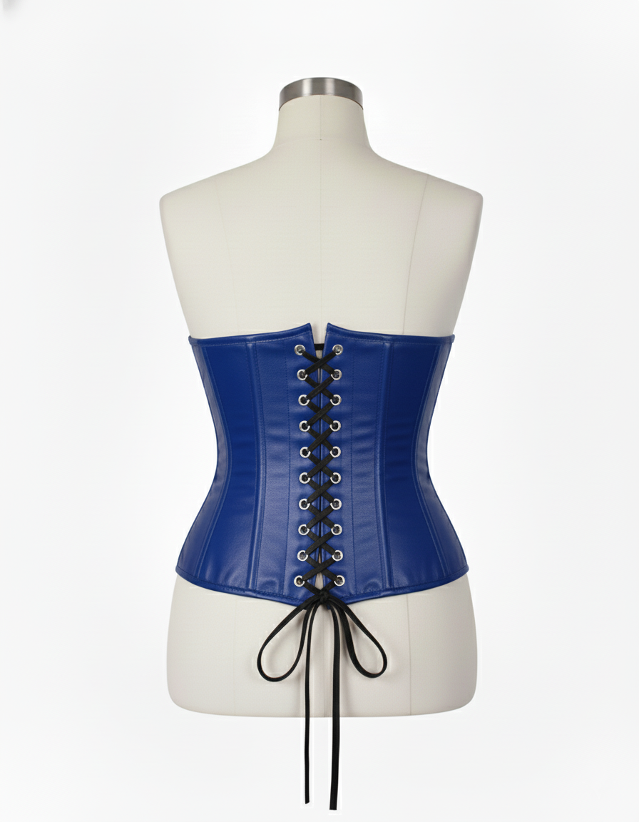 Underbust Corsets Hourglass Curve Waspie Corsete Corseting Front Clasps Blue Leather CE-0210252