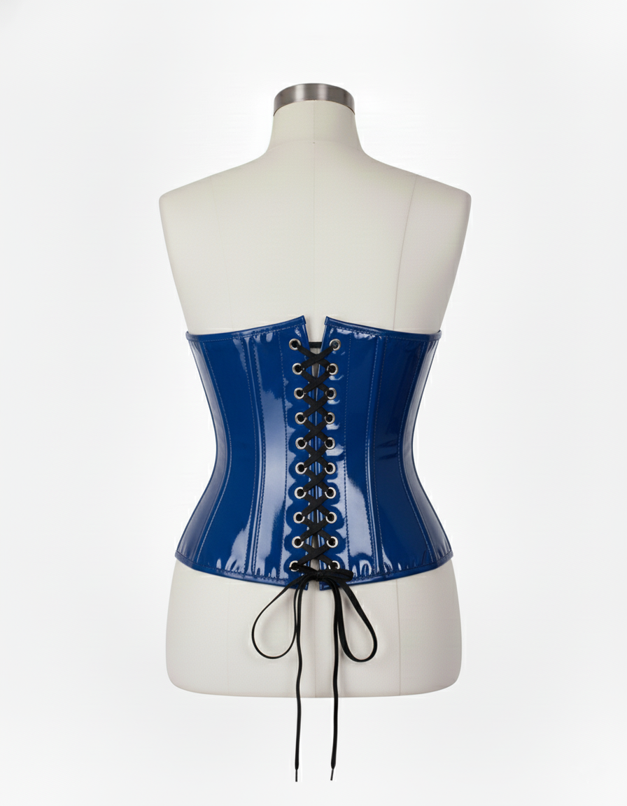 Underbust Corsets Hourglass Curve Waspie Corsete Corseting  Front Clasps Blue PVC CE-0210252