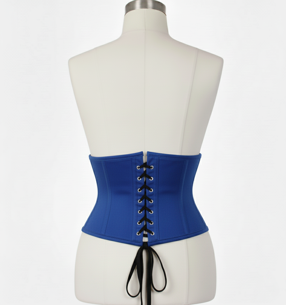 Waist Cincher Corset Hourglass Curve Waspie Corsete Corseting Blue Cotton CE-03102511